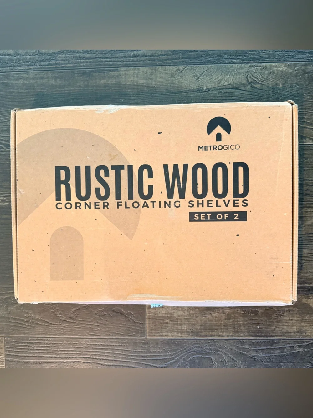 Metrogico Rustic Wood Corner Floating Shelves Set of 2 NIB